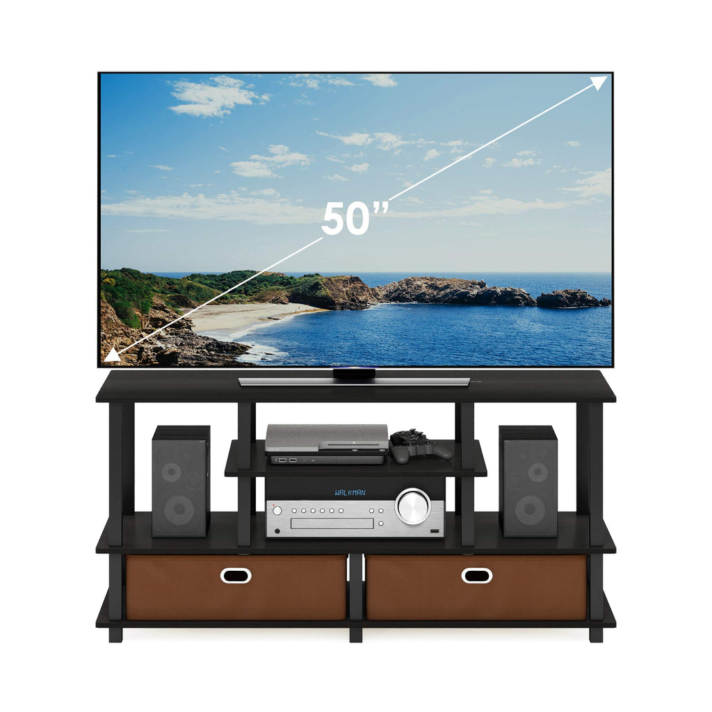Black Espresso 4-Tier TV Stand with 2 Storage Bins O30328