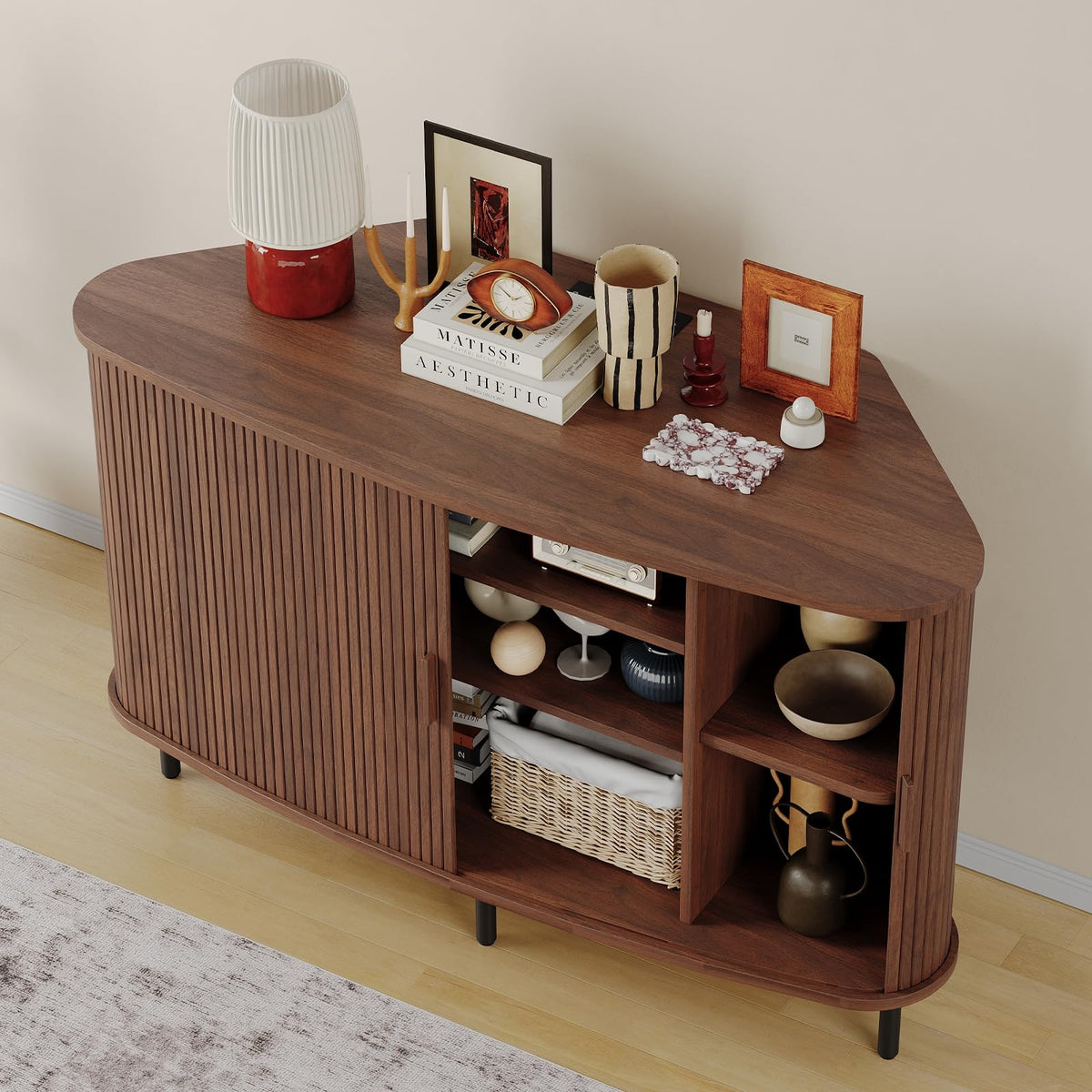 47 Inch Walnut Corner TV Stand K908
