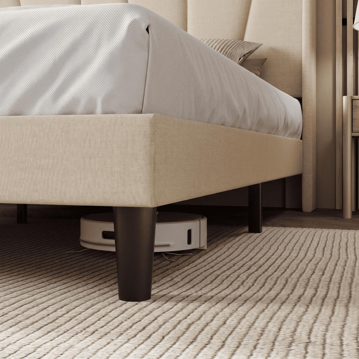 Queen Size Linen Bed Frame with Headboard U1845