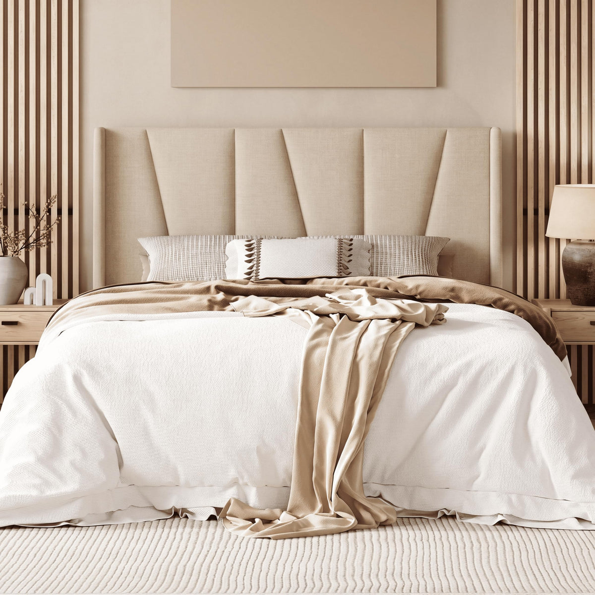 Queen Size Linen Bed Frame with Headboard U1845