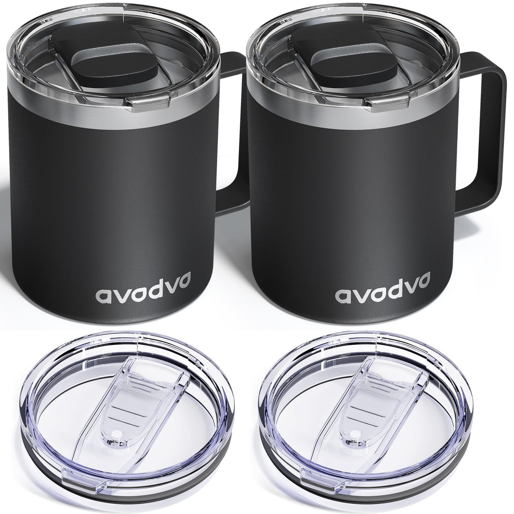 2 Pack 12oz Insulated Stainless Steel Coffee Mug with Lids O7019