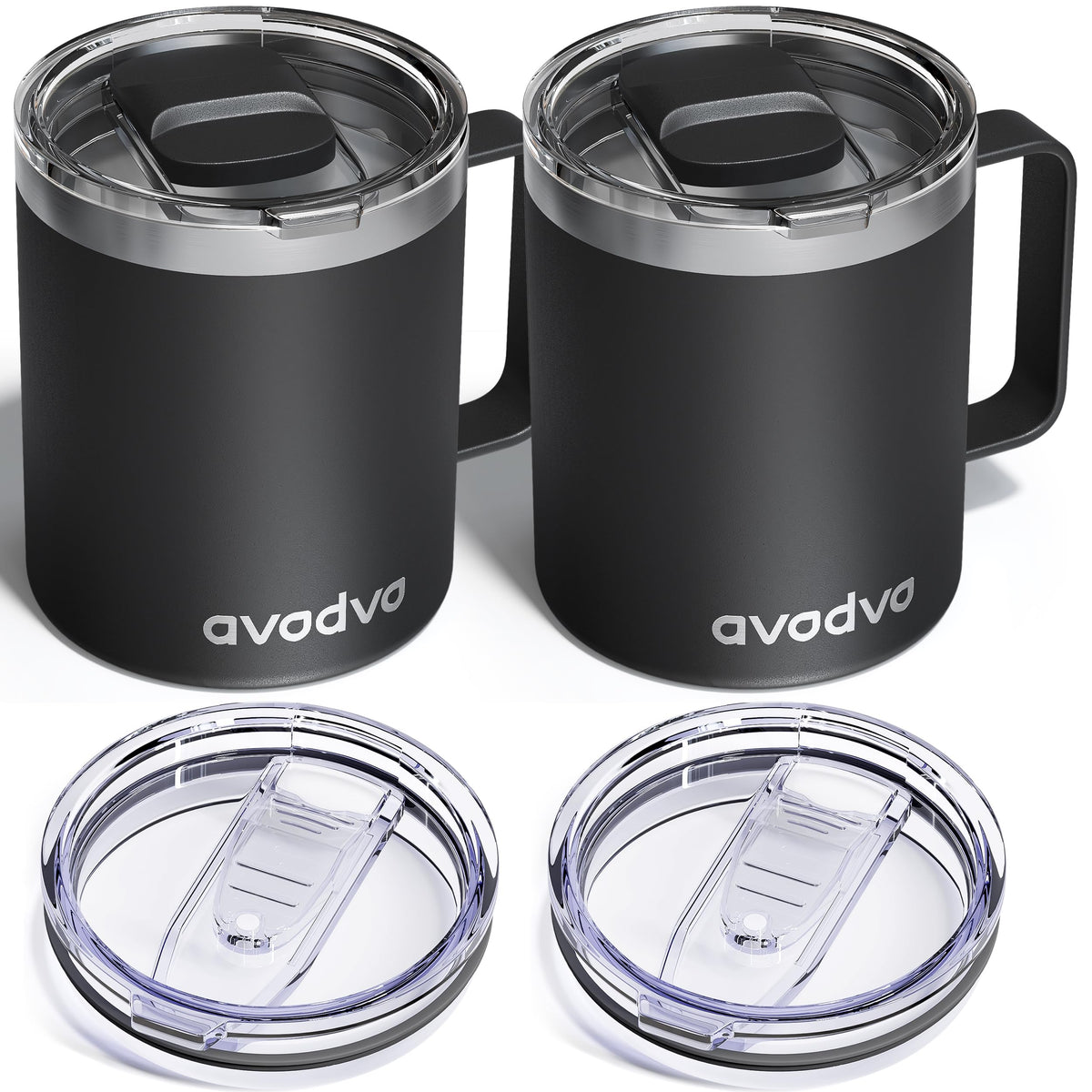 2 Pack 12oz Insulated Stainless Steel Coffee Mug with Lids O7019