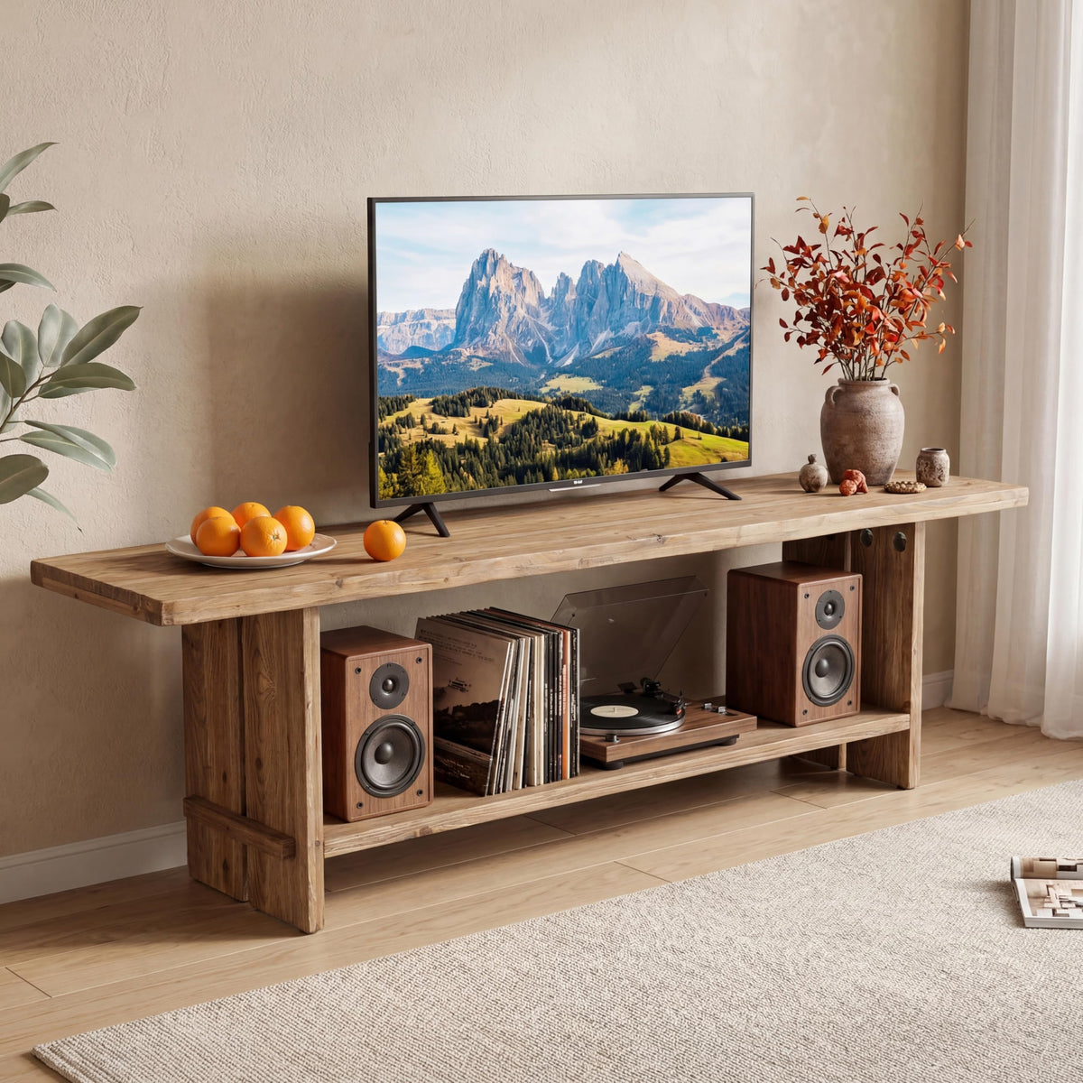 71" Solid Wood 2-Tier TV Stand L212