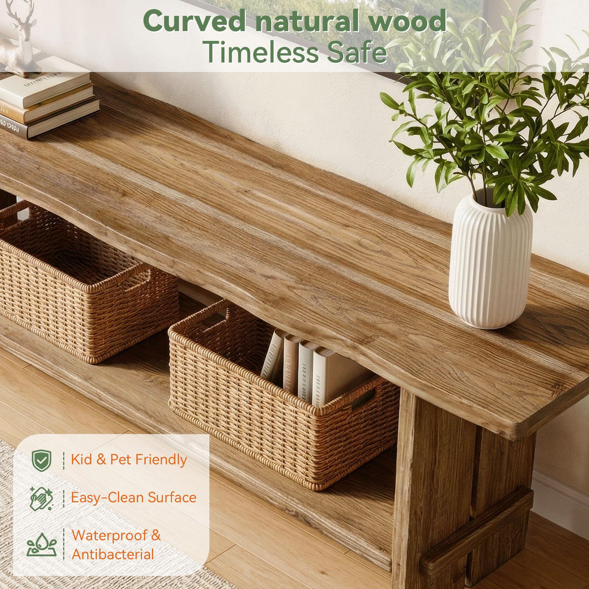 71" Solid Wood 2-Tier TV Stand L212