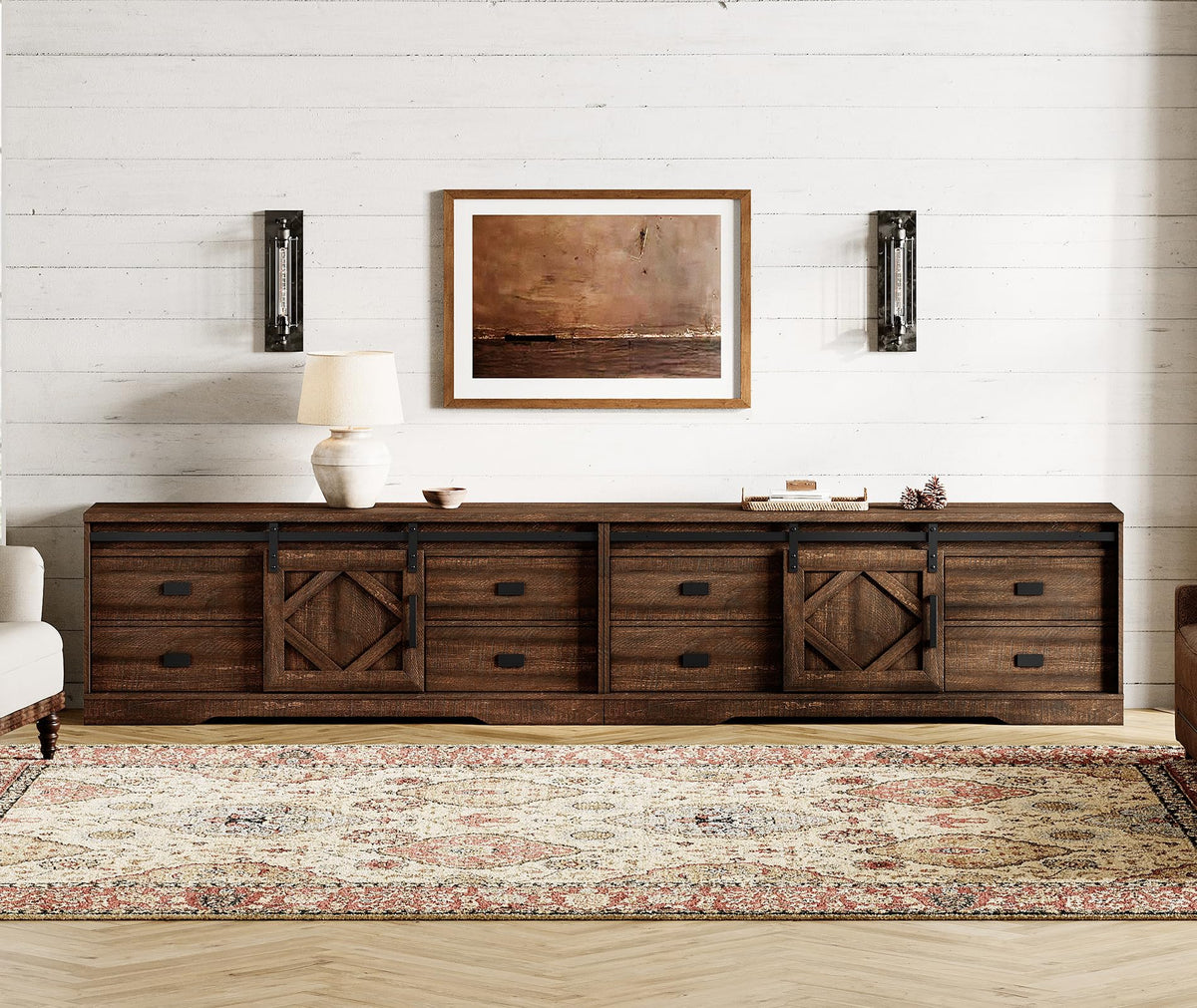 60 inch Farmhouse TV Stand with Drawers & Storage Cabinet Z600063