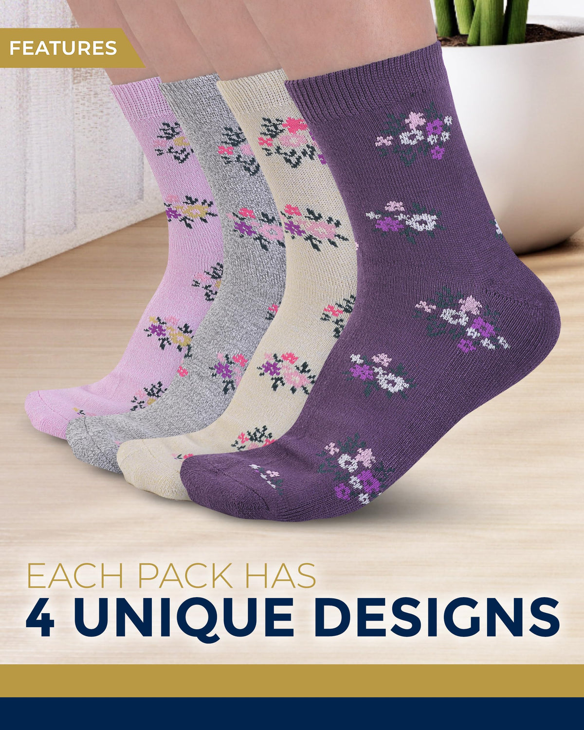 Breathable Bamboo Viscose Ankle Diabetic Socks 4 Pairs G84809