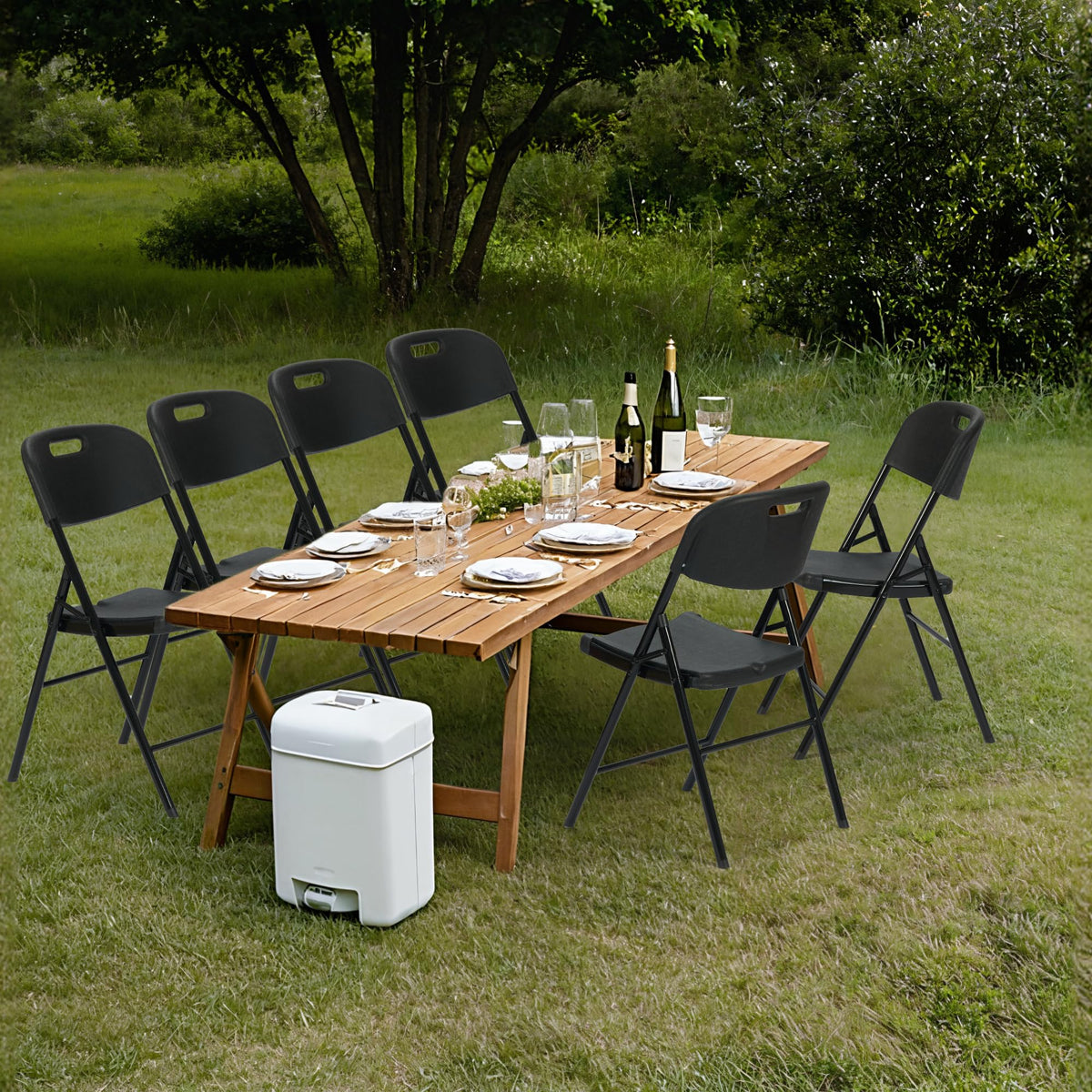 Black Plastic Folding Chair Set of 10 V8836