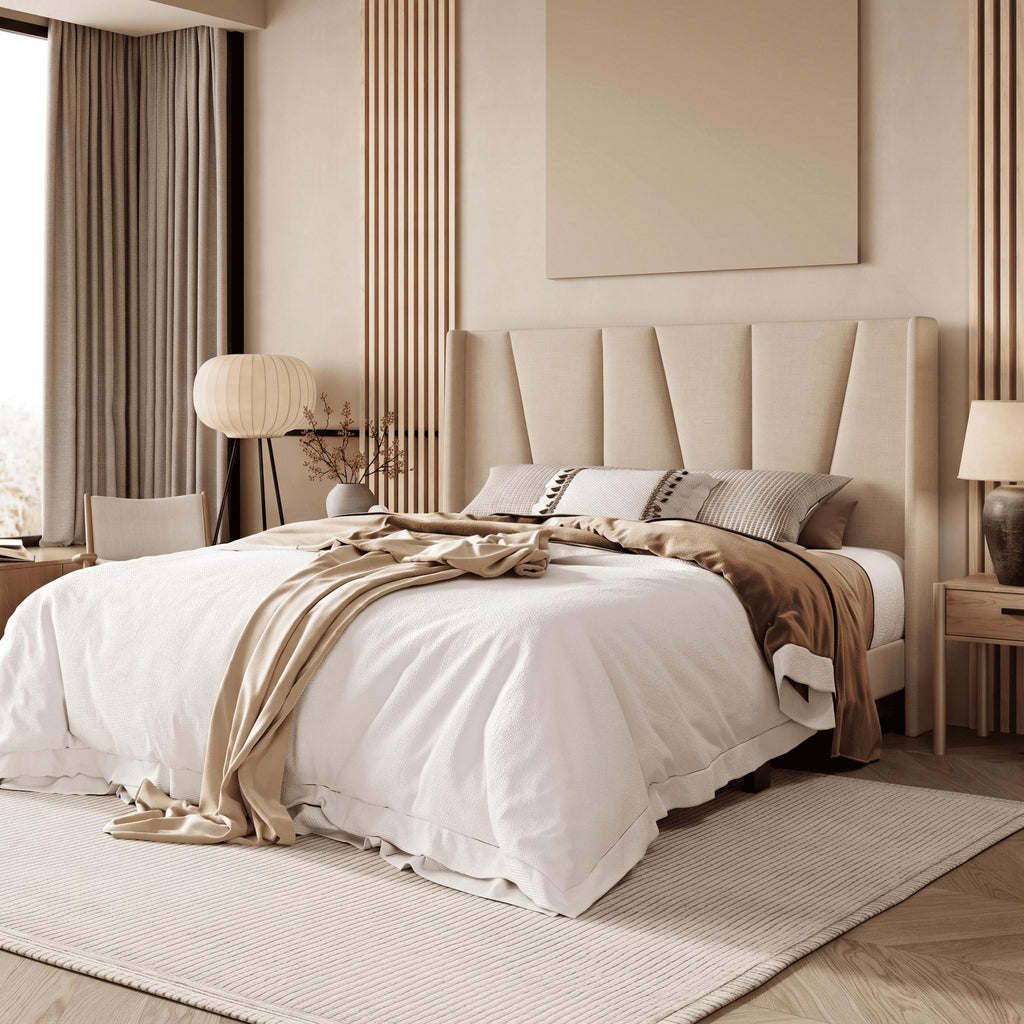Queen Size Linen Bed Frame with Headboard U1845